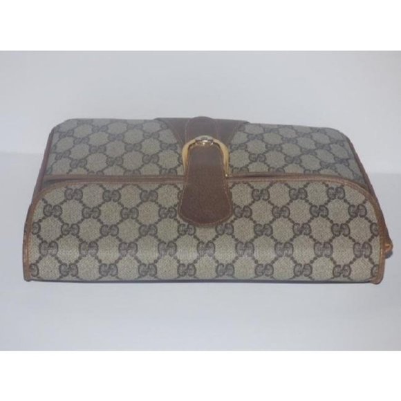Gucci Vintage Brown Large G Logo Print Coated Canvas 2-Way Purse - Picture 9 of 12